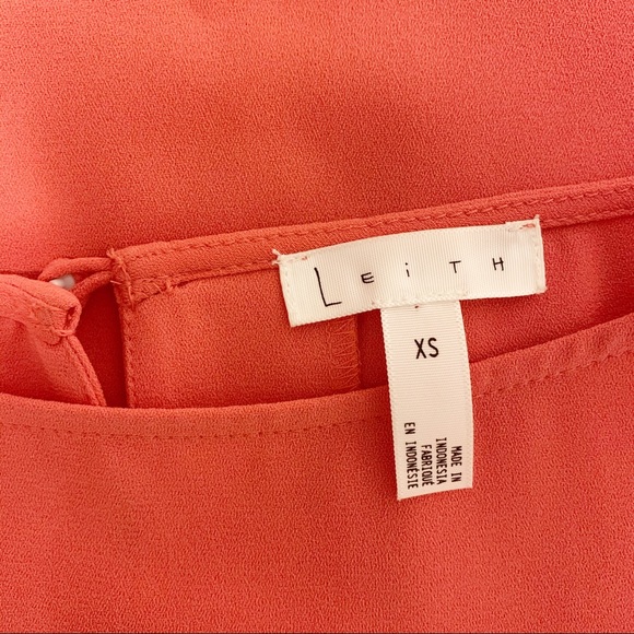 Nordstrom Leith Coral Pink Quarter Sleeve Boatneck Crepe Shift Mini Dress XS - Picture 6 of 7